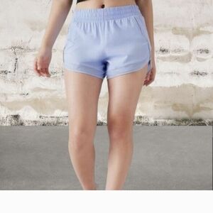 Athleta Mesh Racer Run Running Shorts Light Blue Size Medium 4" Inseam